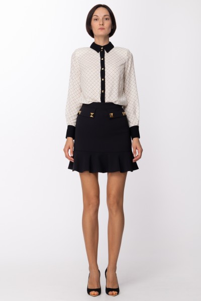 Elisabetta Franchi  Miniskirt with studs and flounces GO49927E2 NERO