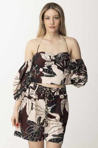 Twin-Set  Patterned crop top 241LM2YAA ST.EXOTIC CHOCOLATE