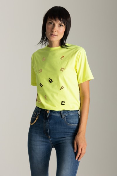 Elisabetta Franchi  T-shirt with lettering plates MA46N36E2 LIME FLUO