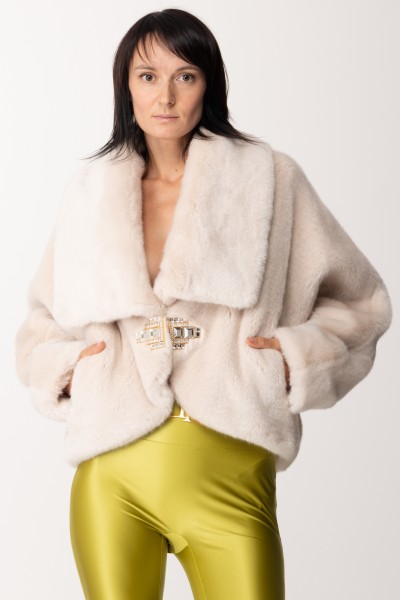 Elisabetta Franchi  Short Eco-Fur with Jewel Clasp CP51A37E2 AVENA