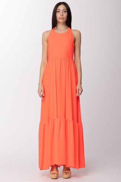 Aniye By  Long dress with plunging neckline and pearls at the back 185137 CORAL