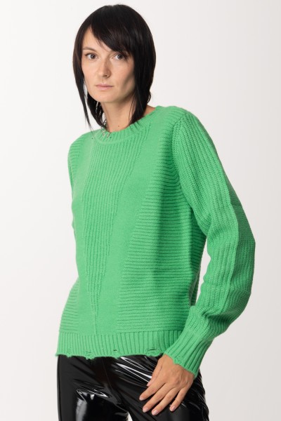 Patrizia Pepe  Sweater with piercings and rips 2K0196 K138 VIBRANT GREEN