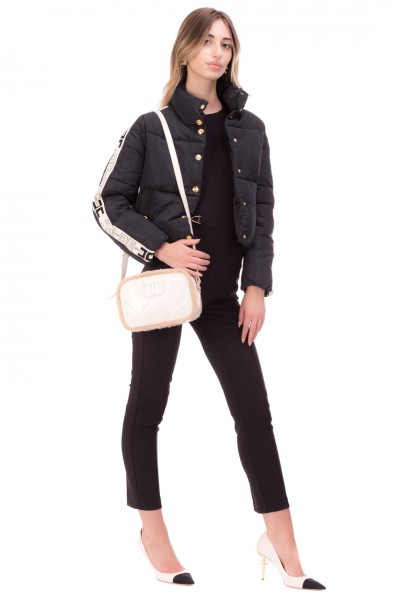 Elisabetta Franchi  Short quilted jacket with high collar PI38H16E2 Nero/Burro/Nero