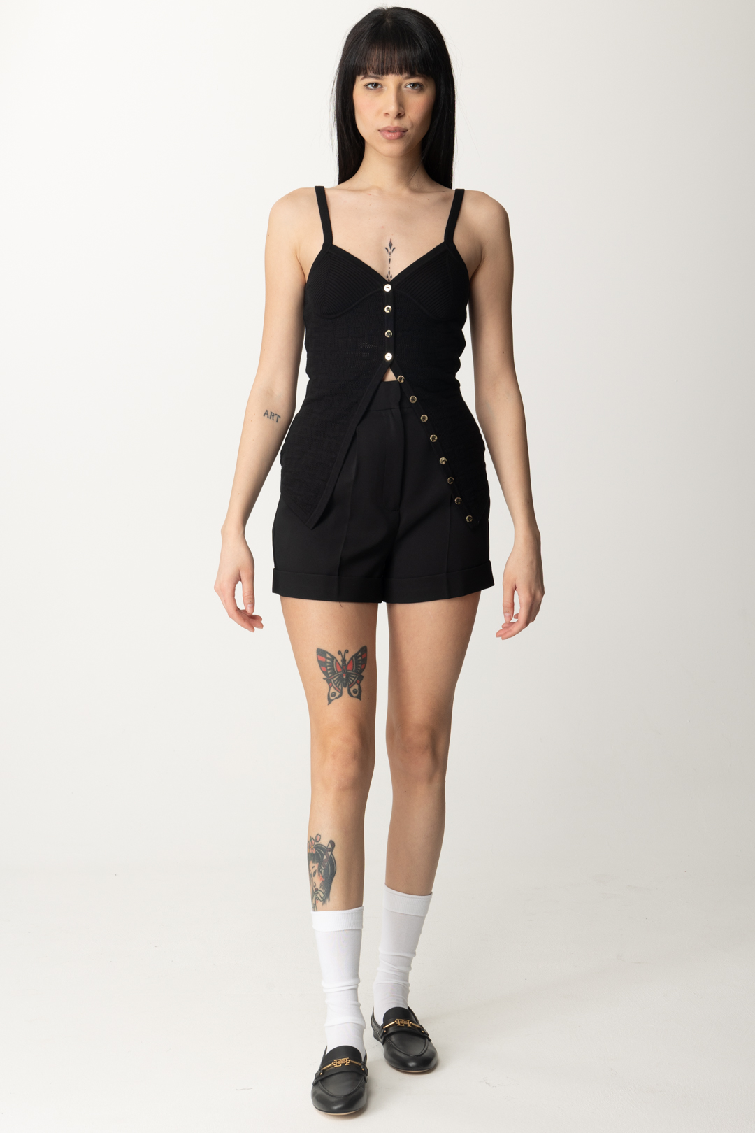 Preview: Twin-Set Crepe Shorts with Cuffs Nero