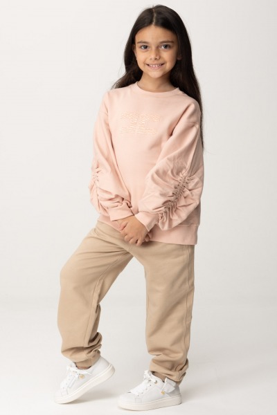 ELISABETTA FRANCHI BAMBINA  Sweatshirt with gathered sleeves EFFE1160FF002.D306 ROSES PINK