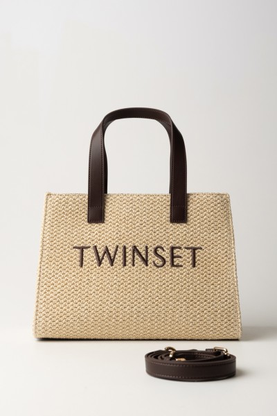 Twin-Set  Medium Straw Bag with Lettering 241TB7023 PAGLIA