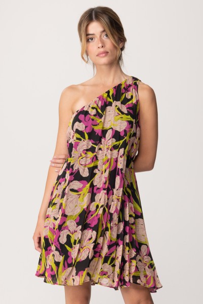 Pinko  One-shoulder dress with floral print 101763 A155 MULT.NERO/FUXIA