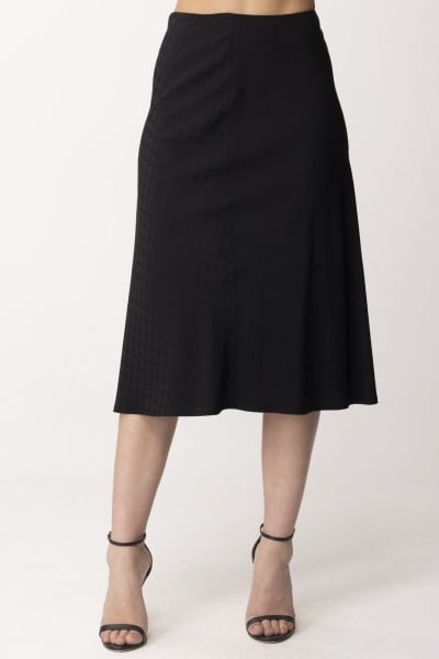 Elisabetta Franchi  Viscose midi skirt with all-over logo GO01541E2 NERO