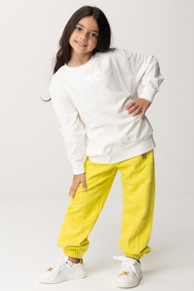 ELISABETTA FRANCHI BAMBINA  Maxi-Sweatshirt mit Gel-Logo EFFE1250FF002.0000 LIGHT CREAM