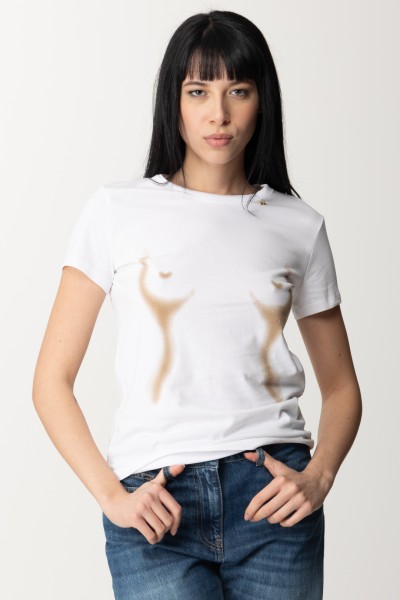 Elisabetta Franchi  T-shirt with Body Morph Print MA00741E2 GESSO/NUDO