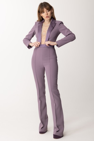 Elisabetta Franchi  Jumpsuit with pearl embroidery insert TU01537E2 CANDY VIOLET