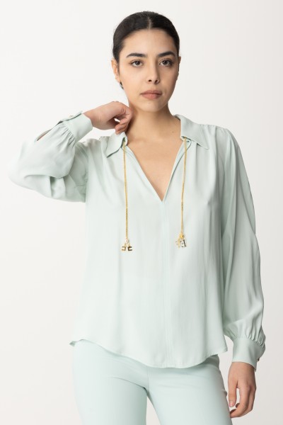 Elisabetta Franchi  Wide shirt with collar accessory CAT3041E2 ACQUA