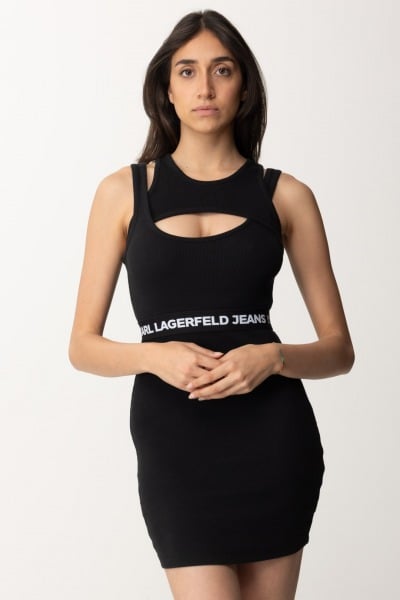 Karl Lagerfeld  Sukienka mini z logowanym paskiem 241J1303 BLACK