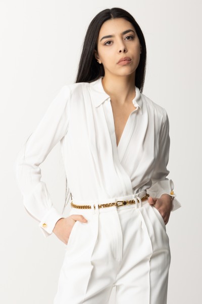 Elisabetta Franchi  Shirt bodysuit with cufflinks CB00341E2 AVORIO
