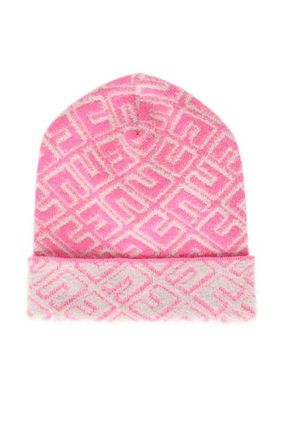 ELISABETTA FRANCHI BAMBINA  Knitted beanie with two-tone and logo motif EFCP011CFL201D238 PINK FLU/NER