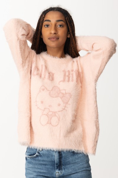 Aniye By  Kitty print sweater with fur 181023 MOUSSE