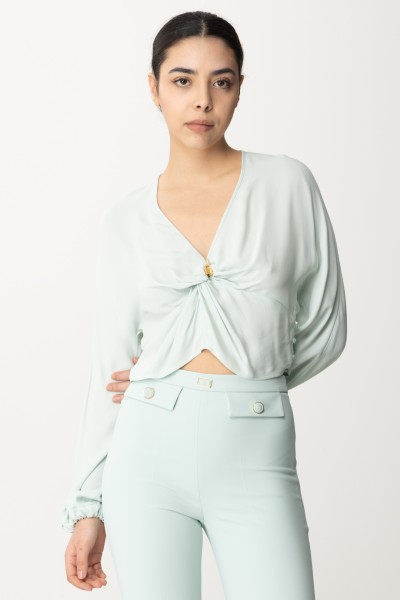 Elisabetta Franchi  Cropped blouse with knot CA05142E2 ACQUA