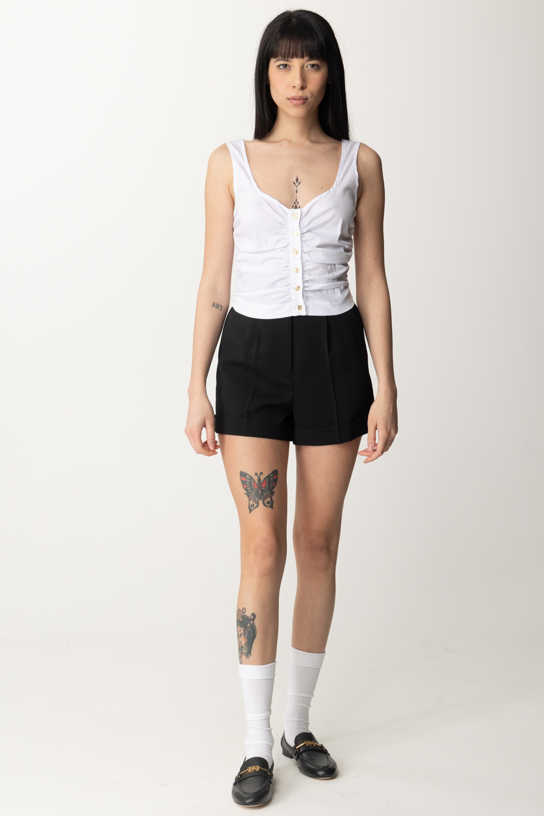 Preview: Pinko Sleeveless shirt with curlings BIANCO BRILL