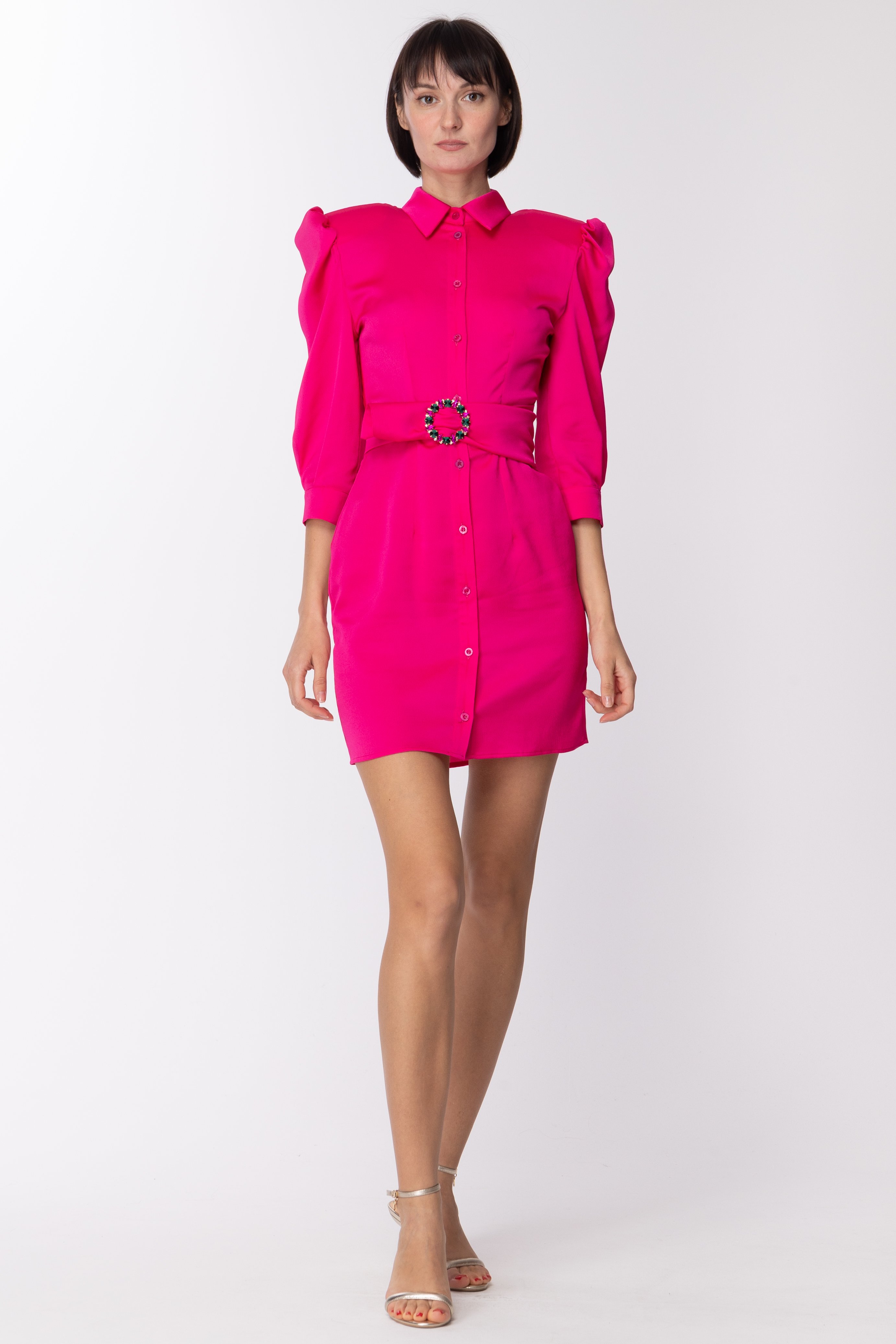 Preview: Dramèe Chemisier dress with belt Fucsia