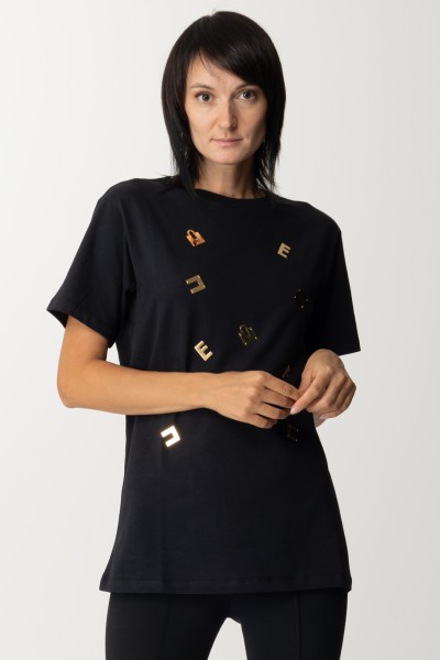 Elisabetta Franchi  T-shirt z tabliczkami z napisami MA46N36E2 NERO