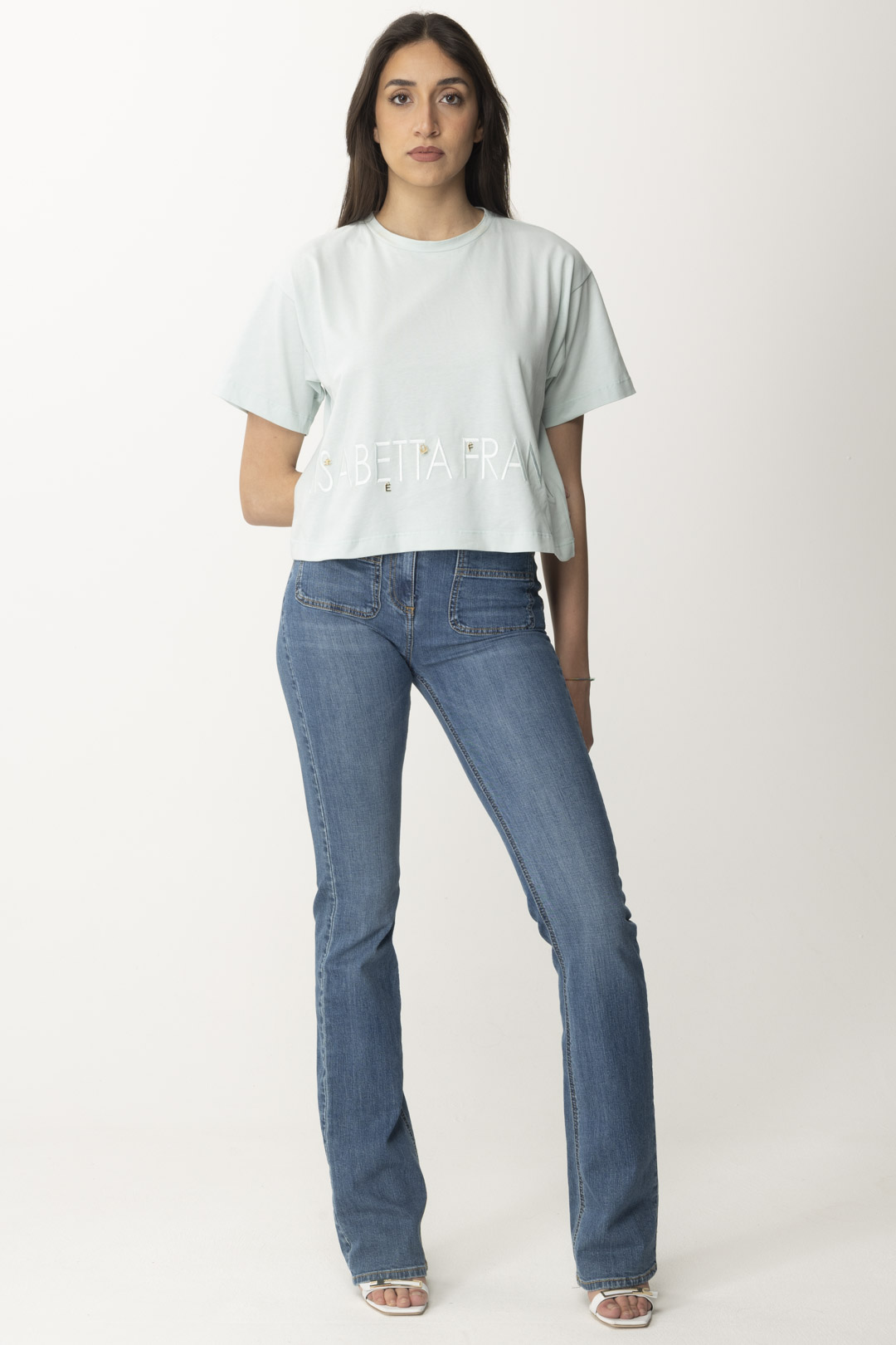 Preview: Elisabetta Franchi T-shirt with necklace and charms ACQUA