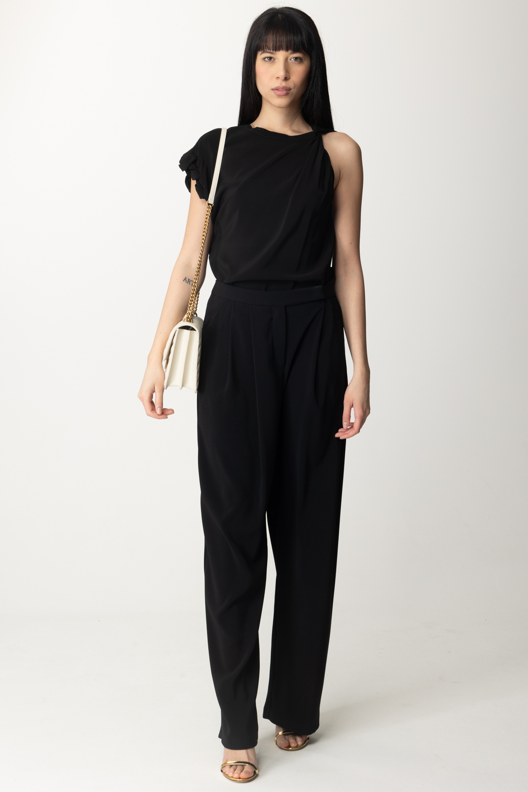 Preview: Pinko Pleated crepe stretch trousers NERO LIMOUSINE