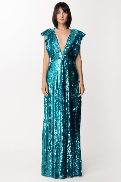 Elisabetta Franchi  Long dress with sequins and ruffles AR15J87E2