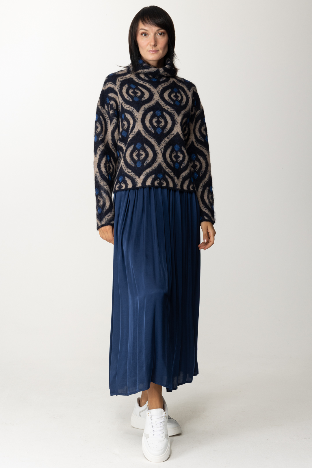 Preview: Alessia Santi Pleated midi skirt Blu