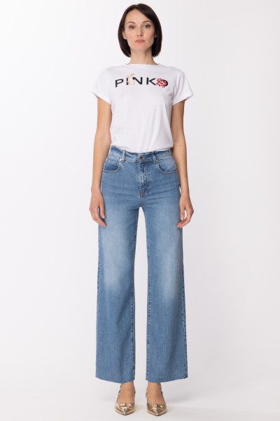 Pinko  Jeansy z wysokim stanem i szerokimi nogawkami 100173 A0GE LAVAGGIO CHIARO
