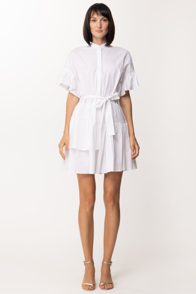 Twin-Set  Poplin mini dress with flounces and sash 211TT2459 Bianco Ottico