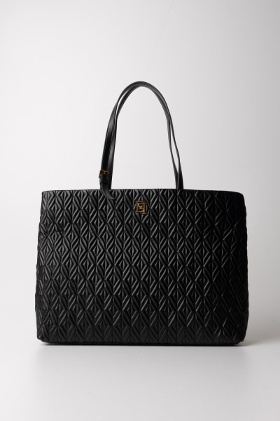 Elisabetta Franchi  Large shopper bag with diamond pattern BS16A36E2 NERO