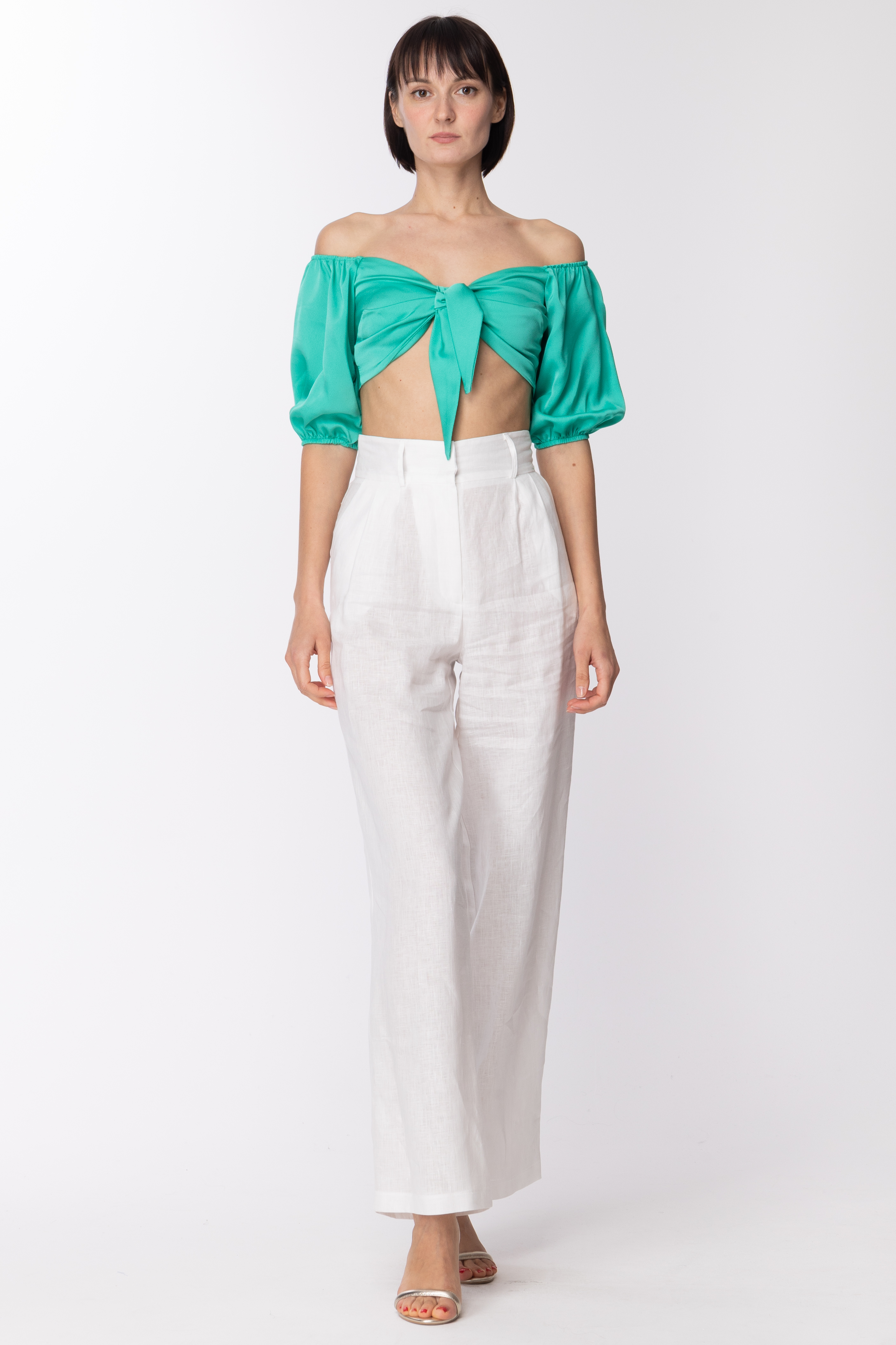 Preview: Dramèe Top with knot and curls Menta