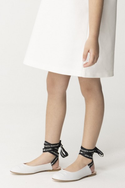 ELISABETTA FRANCHI BAMBINA  Flas shoes with logoed ribbon F4A3-E0020-1733100- WHITE
