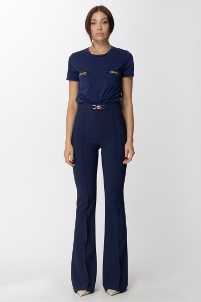 Elisabetta Franchi  T-shirt with pockets and logoed horse-bit MA01626E2 INCHIOSTRO