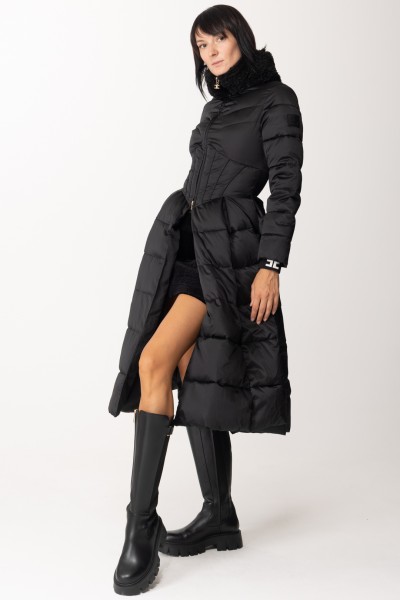 Elisabetta Franchi  Reversible coat with fur collar PI58Z36E2 NERO