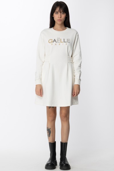 Gaelle Paris  Sweatshirt dress with rhinestone logo GBDP14085 OFFWHITE