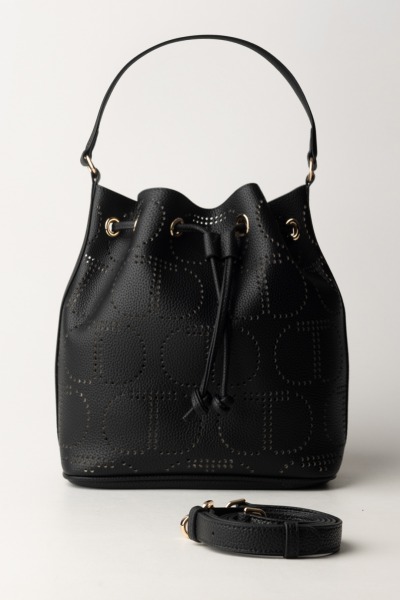 Twin-Set  Bucket bag with perforated logo 241TD8031 NERO