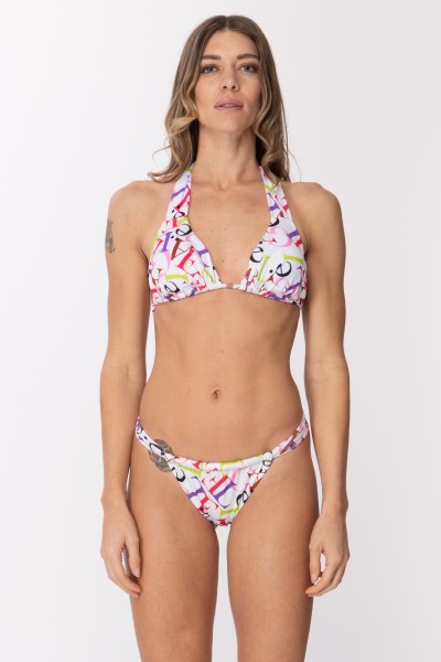 Gaelle Paris  Bikini con stampa logo colorato GBBD756 BIANCO