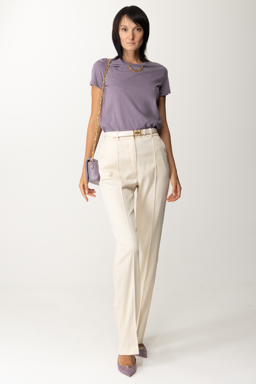 Preview: Elisabetta Franchi T-shirt with chain CANDY VIOLET