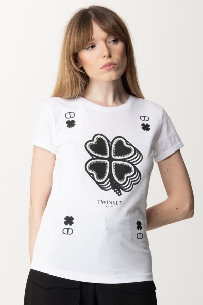 Twin-Set  T-shirt avec imprimé trèfle à quatre feuilles 241TP2702 BIANCO OTTICO