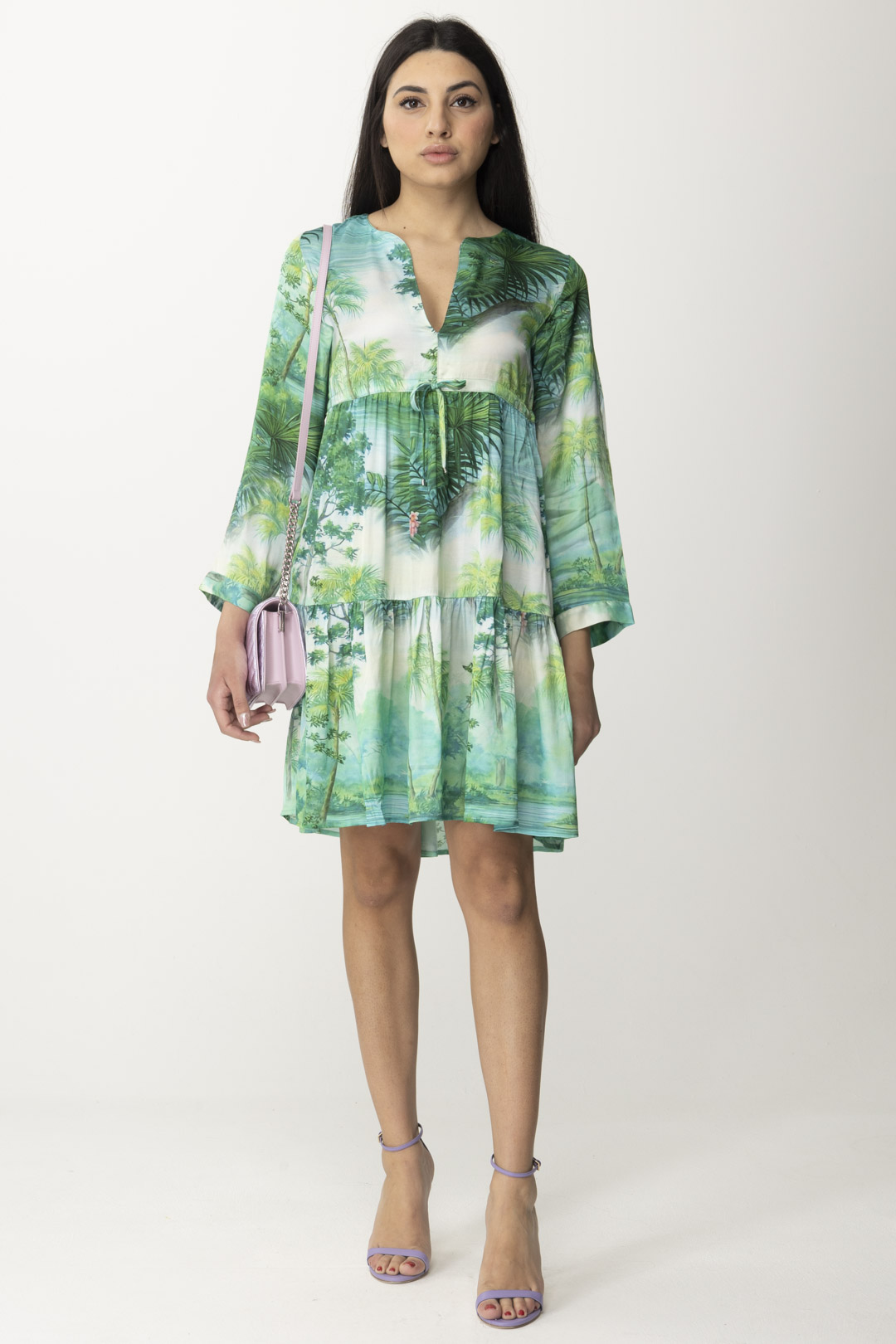 Preview: Replay Patterned mini dress with flounce MULTICOLOR