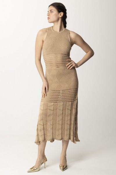 AKEP  Long dress with crochet inserts VSKD05053 SABBIA