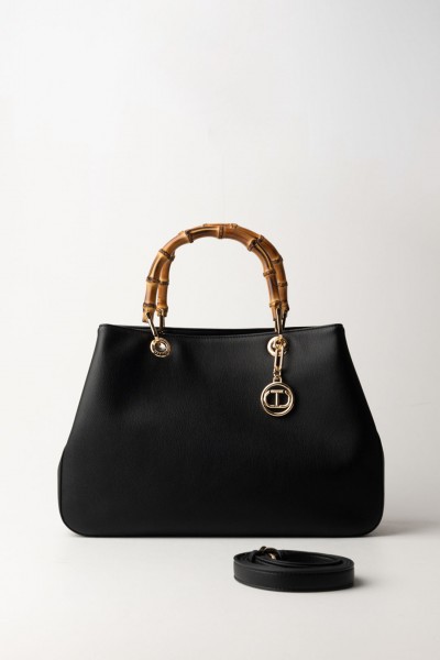 Twin-Set  Large Leather effect &#039;Florence&#039; bag 241TB7240 NERO
