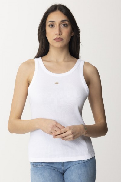 Twin-Set  Ribbed knit top with Oval T 241TT2181 BIANCO OTTICO