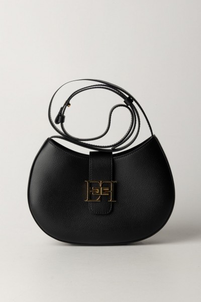 Elisabetta Franchi  Rounded Medium Hobo Bag with EF Logo BS41F41E2 NERO
