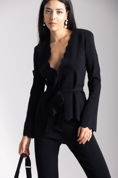 Twin-Set  Knitted jacket with scalloped hems 232TP3140 NERO