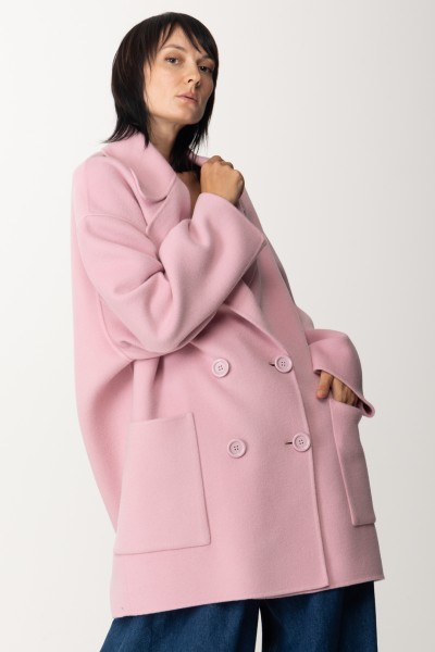 Elisabetta Franchi  Short wool coat in caban cut CP46D36E2 SOFT BERRY