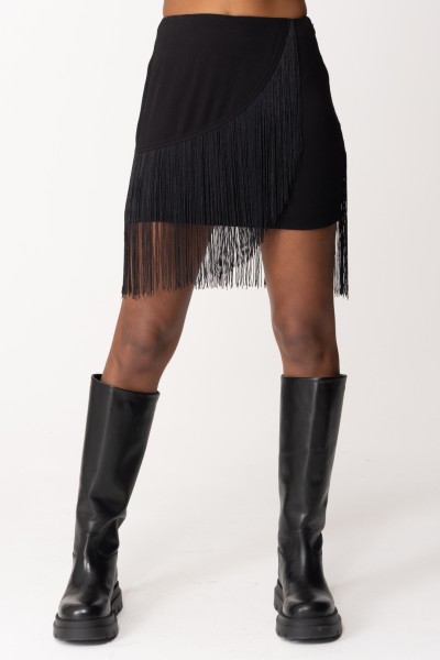 Twin-Set  Miniskirt with fringes 232TT2252 NERO