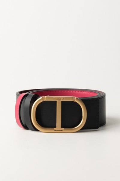 Twin-Set  Reversible belt with Oval logo t 241TA4121 BIC.NERO/BRIGHT ROSE