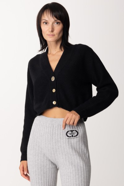Pinko  Short Cardigan with Jewel Buttons 102252 A1CG NERO LIMOUSINE